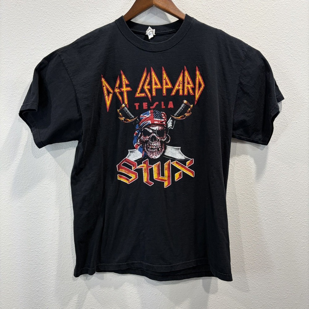 Def Leppard Styx Tesla Concert Tour T Shirt 2015 Men's XL